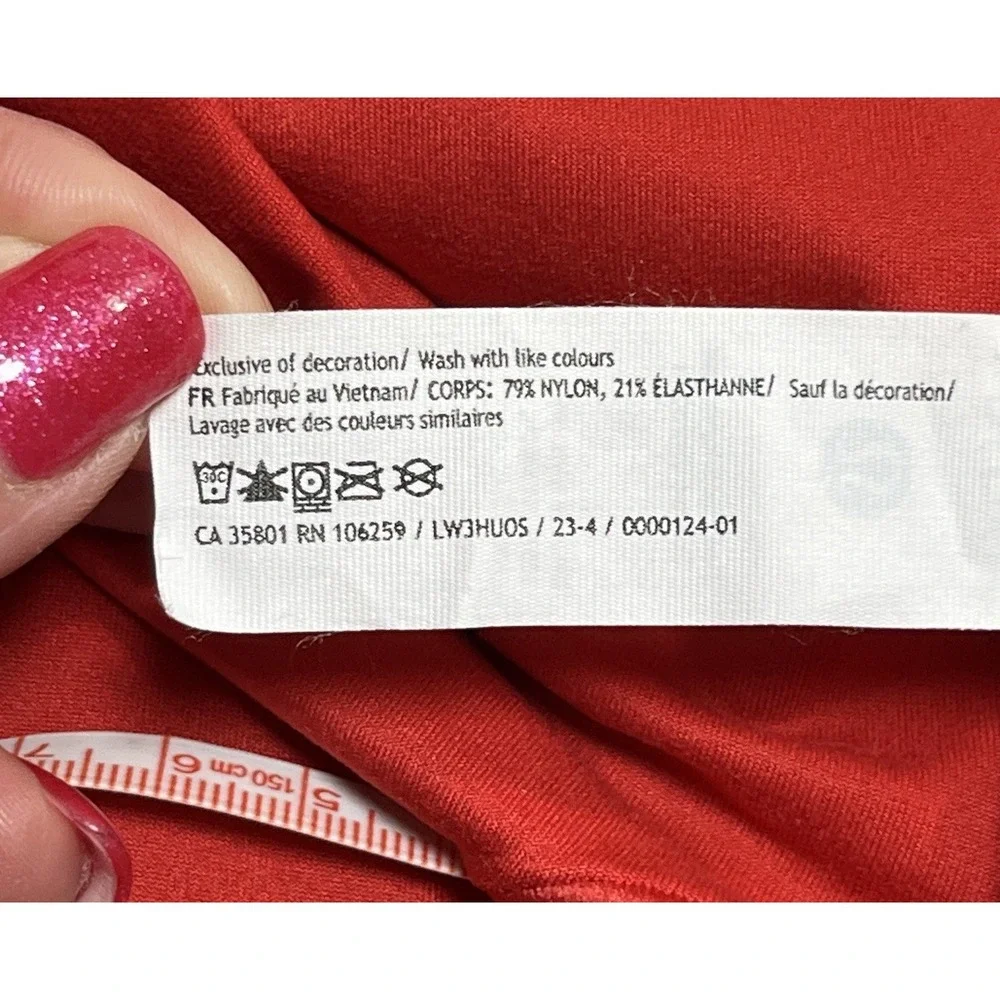 Lululemon Wundermost Nulu Short Sleeve Crew Thong Bodysuit Red XL 14